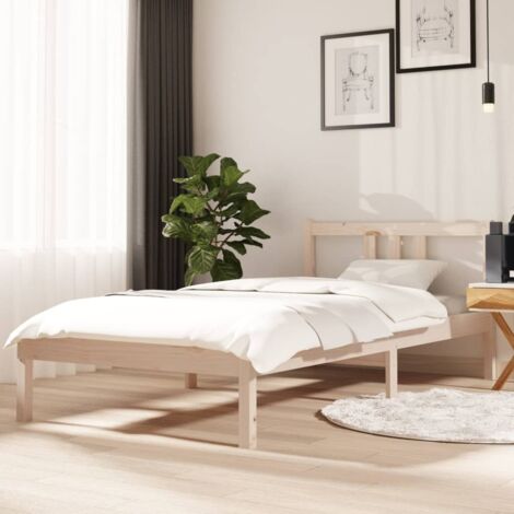 Lit simple pour adulte - Cadre de lit Bois massif 90x190 cm Simple BV843005 - BonneVie (1/5)