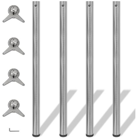 Lot de 4 Pieds de table réglables Design industriel - Support de table en hauteur 1100 mm Nickel brossé BV205965 - BonneVie