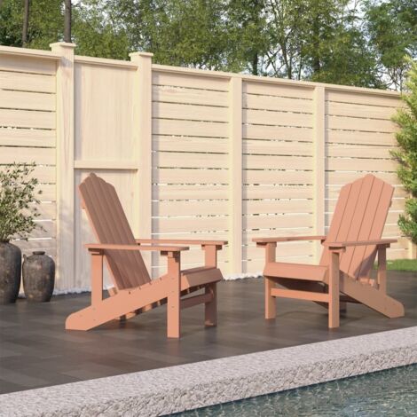 Lot de 2 Chaises de jardin Adirondack - Chaises d'extérieur pour terrasse/jardin PEHD Marron BV207907 - BonneVie (1/4)