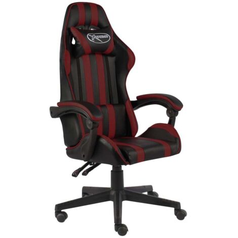 Chaise de bureau Fauteuil gamer - Fauteuil de jeux vidéo Noir et rouge bordeaux Similicuir BV210516 - BonneVie (1/5)