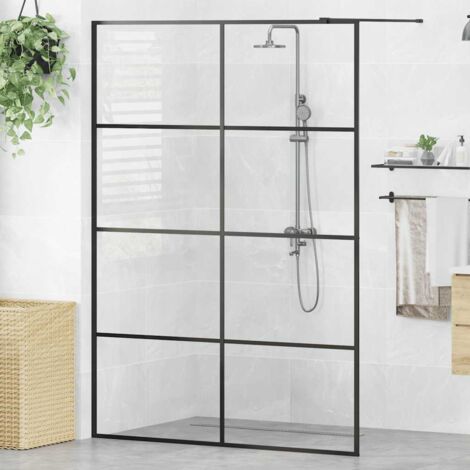 Paroi de douche avec verre - Paroi de baignoire Moderne ESG transparent 140x195 cm Noir BV921454 - BonneVie (1/4)