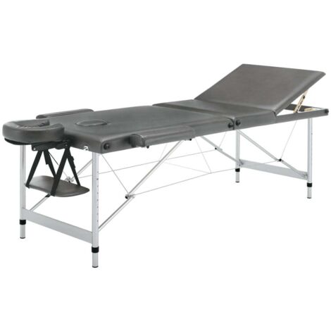 Table de massage 3 zones - Table de relaxation Cadre en aluminium Anthracite 186x68cm BV602926 - BonneVie (1/5)