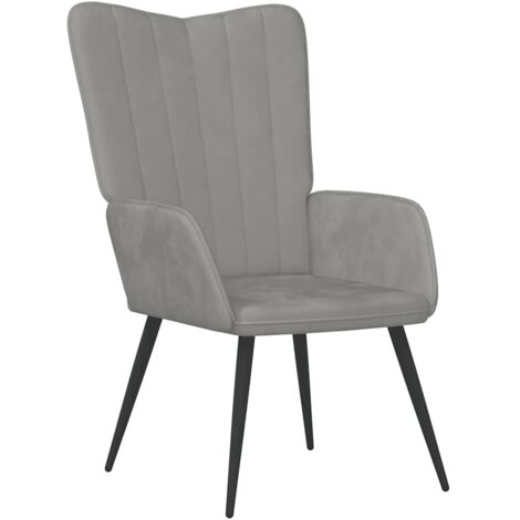 Chaise de relaxation Fauteuil relax - Gris clair Velours BonneVie-61625 (1/5)