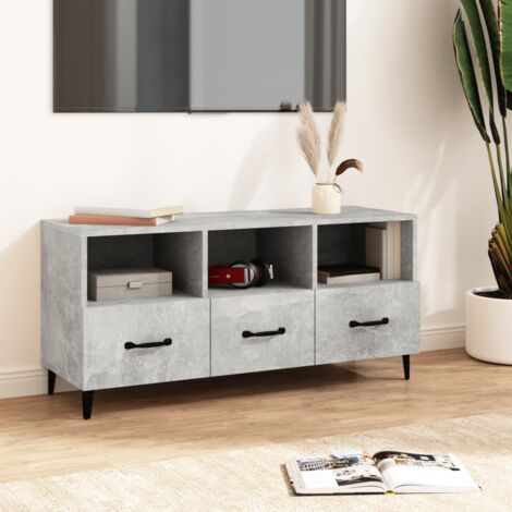 Meuble TV pour Salon - Armoire TV Gris béton 102x35x50 cm Bois d'ingénierie BV886689 - BonneVie (1/5)