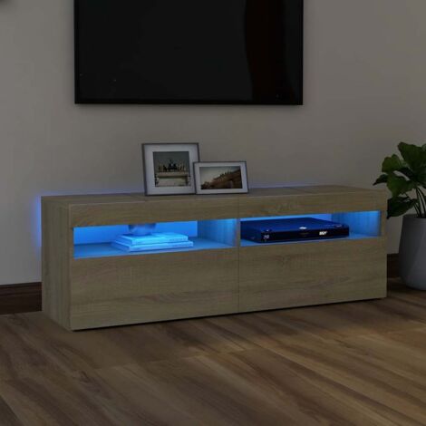 Meuble TV avec lumières LED pour Salon - Armoire TV Chêne sonoma 120x35x40 cm BV754234 - BonneVie (1/5)