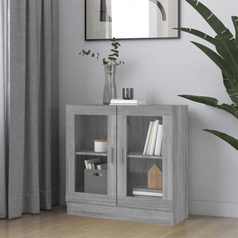 Armoire à vitrine Commode - Meuble de Rangement Style Contemporain Sonoma gris 82,5x30,5x80 cm Bois d'ingénierie BV304969 - BonneVie (1/5)