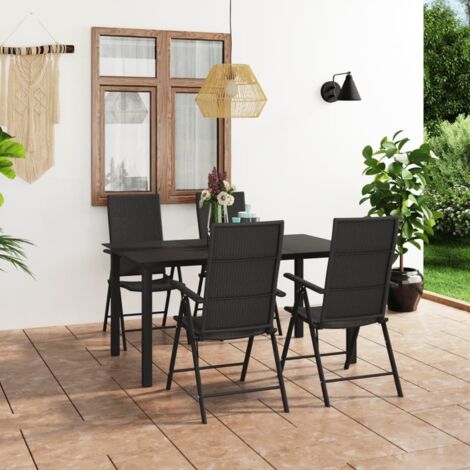 Ensemble Table et Chaise de Jardin 5 pcs - Ensemble de salle à manger de jardin Noir BV787319 - BonneVie (1/5)