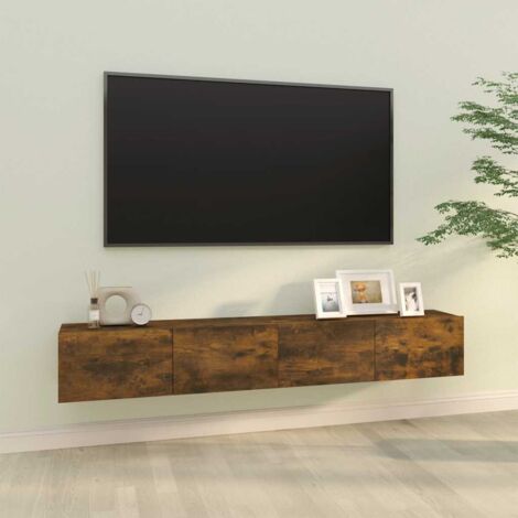 Meubles TV 2 pcs pour Salon - Armoire TV Chêne fumé 100x30x30 cm Bois d'ingénierie BV704047 - BonneVie (1/5)