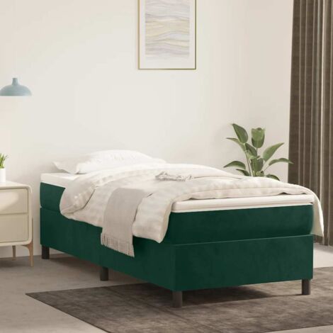 Sommier à ressorts de lit - Sommier pour Adulte et Enfant - Vert foncé 90x200 cm Velours BV733621 - BonneVie (1/5)