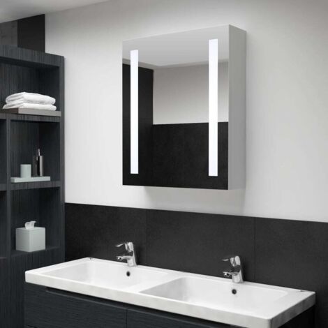 Armoire murale de salle de bain à miroir à LED - Meuble de rangement 50x13x70 cm BV174113 - BonneVie (1/5)