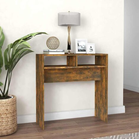 Console Table d'appoint - Meuble d'entrée Chêne fumé 78x30x80 cm Bois d'ingénierie BV757548 - BonneVie (1/5)