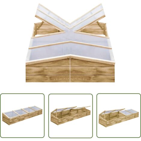 The Living Store Serres 2 pcs Bois de pin imprégné 200x50x35 cm - Serre De Jardin - Serre Bois - Serre Froide - Kit Serre - Jardin Potager (1/5)