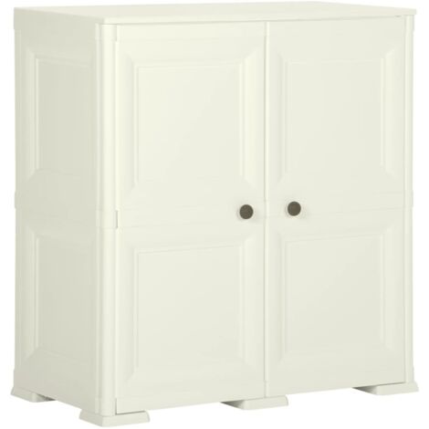 Armoire en plastique Meuble de Rangement - Style Contemporain 79x43x85,5 cm Design de bois Crème BV396503 - BonneVie (1/5)