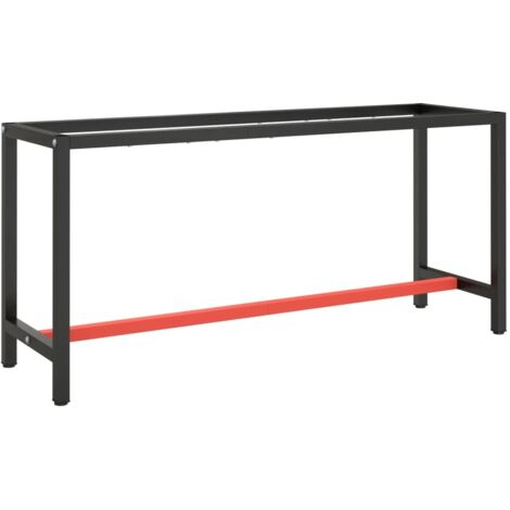 Cadre de banc de travail - Support de banc Noir et rouge mat 170x50x79 cm Métal BV674058 - BonneVie (1/5)