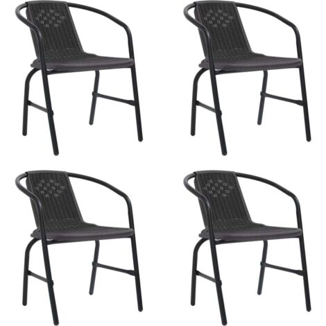Lot de 4 Chaises de jardin - Chaises d'extérieur pour terrasse/jardin Rotin plastique et acier 110 kg BV936616 - BonneVie (1/5)