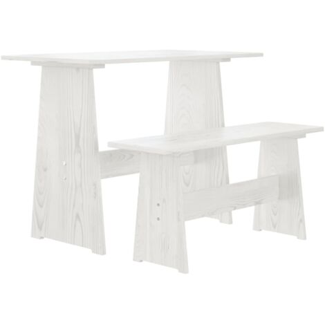 Table à manger Scandinave - Table de salle à manger avec banc Blanc Bois de pin solide BV512127 - BonneVie (1/5)