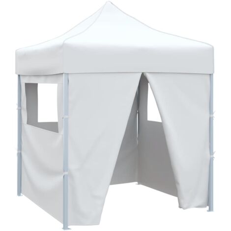 Tente de réception pliable Tonnelle de Jardin - Rapide à Installer avec 4 parois 2x2 m Acier Blanc BV418696 - BonneVie (1/5)