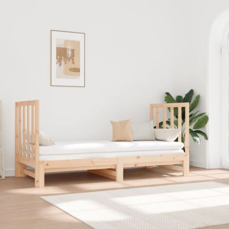 Lit double pour adulte Lit coulissant - Cadre de lit 2x(90x190) cm Bois de pin massif BV242634 - BonneVie (1/5)