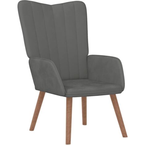 Chaise de relaxation Fauteuil relax - Gris foncé Velours BonneVie-74929 (1/5)