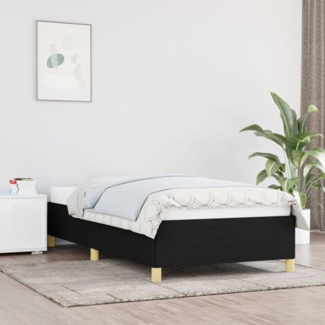 Lit simple pour adulte Cadre de lit - Noir 90x190 cm Tissu BV392870 - BonneVie (1/5)