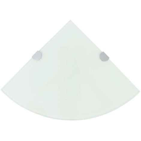 Étagère de coin avec supports Étagère de Rangement - Meuble de rangement chromés Verre Blanc 25 x 25 cm BV245556 - BonneVie (1/5)