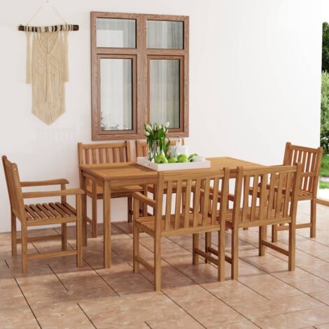 Ensemble Table et Chaise de Jardin 7 pcs - Ensemble de salle à manger de jardin Bois de teck massif BV963936 - BonneVie (1/5)