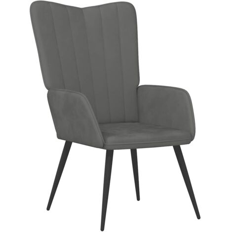 Chaise de relaxation Fauteuil relax - Gris foncé Velours BonneVie-19298 (1/5)