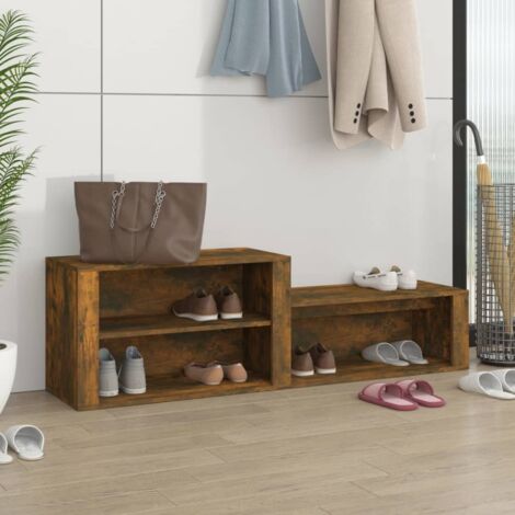 Meuble à Chaussures Étagère à Chaussures - Chêne fumé 150x35x45 cm Bois d'ingénierie BV221001 - BonneVie (1/5)