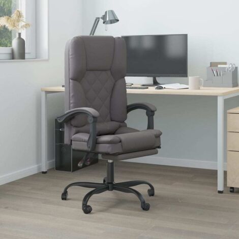 Fauteuil Relax inclinable Fauteuil de massage - Fauteuil de bureau Gris Similicuir BV221697 - BonneVie (1/5)