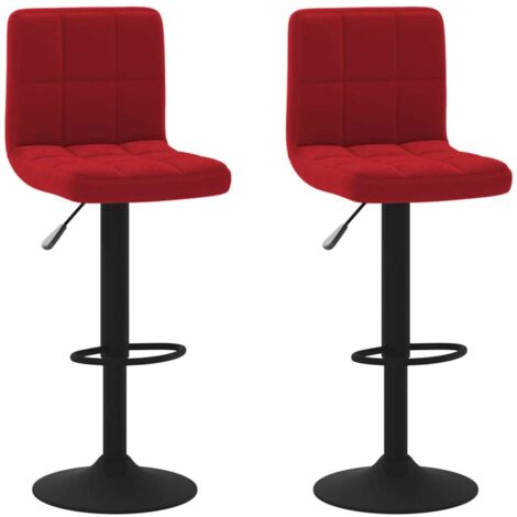 Lot de 2 Chaises de bar Tabourets de bar - Tabouret Haut Rouge bordeaux Velours BV581152 - BonneVie (1/5)