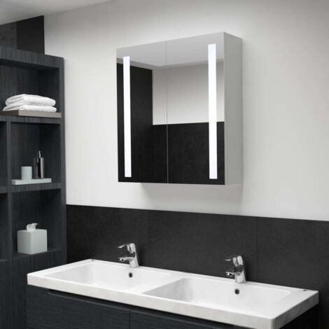 Armoire murale de salle de bain à miroir à LED - Meuble de rangement 60x14x62 cm BV581819 - BonneVie (1/5)