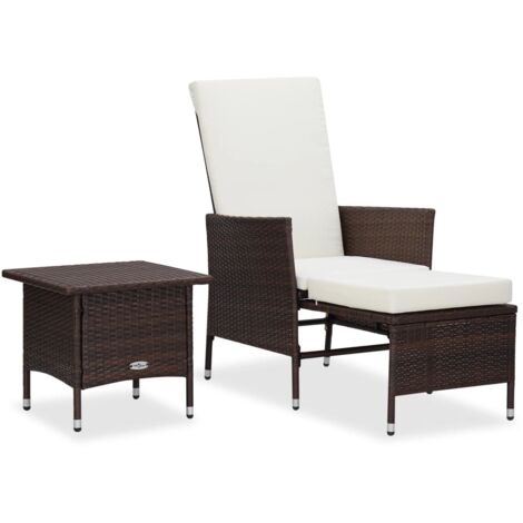 Salon de jardin 2 pcs Ensemble Table et Chaise de Jardin - avec coussins Résine tressée Marron BV375614 - BonneVie (1/5)