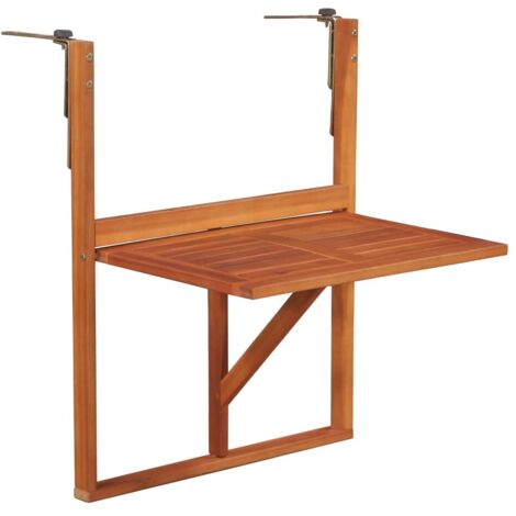 Table suspendue de balcon Table d'extérieur - 64,5x44x80 cm Bois d'acacia massif BV906622 - BonneVie