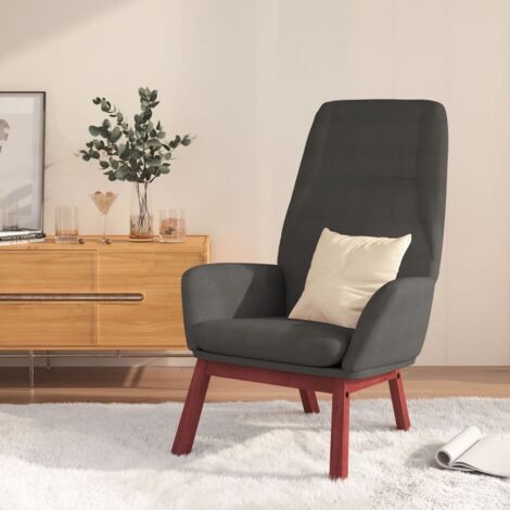 Chaise de relaxation Fauteuil relax - Gris foncé Tissu BonneVie-84622 (1/5)