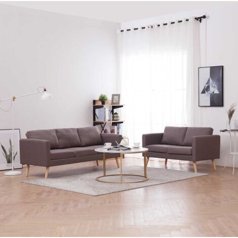 2 pcs Ensemble Canapés droits de relaxation Canapé relax - Canapé de salon Tissu Taupe BV206992 - BonneVie (1/5)