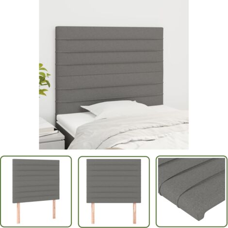 The Living Store Têtes de lit 2 pcs Gris foncé 100x5x78/88 cm Tissu - Tête De Lit - Têtière De Lit - Literie - Meuble De Chambre - Décoration Chambre (1/5)