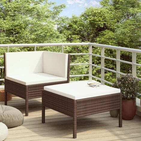 Salon de jardin 2 pcs Ensemble Table et Chaise de Jardin - avec coussins Résine tressée Marron BV553525 - BonneVie (1/5)