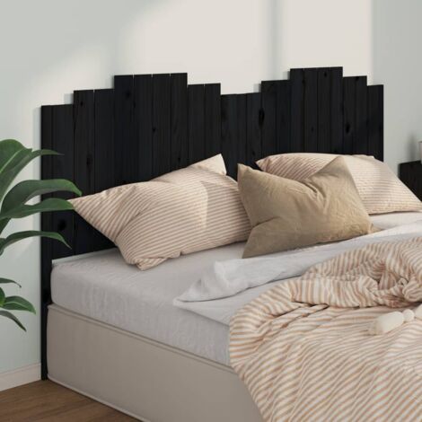Tête de lit Style Classique Armoire de lit - Noir 206x4x110 cm Bois massif de pin BV521915 - BonneVie (1/5)