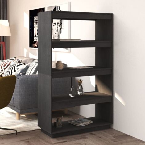 Bibliothèque/Séparateur de pièce Étagère de Rangement - pour Bureau Salon Chambre Cuisine Gris 80x35x135 cm Pin massif BV529026 - BonneVie (1/5)
