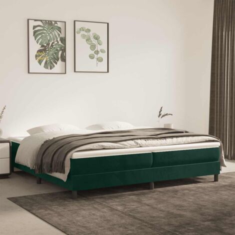 Sommier à ressorts de lit - Sommier pour Adulte et Enfant - Vert foncé 200x200 cm Velours BV871982 - BonneVie (1/5)