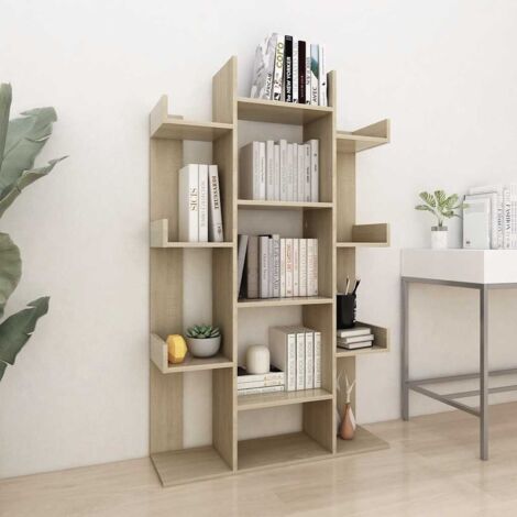Bibliothèque Étagère de Rangement - pour Bureau Salon Chambre Cuisine Chêne Sonoma 86x25,5x140 cm Aggloméré BV639869 - BonneVie (1/5)