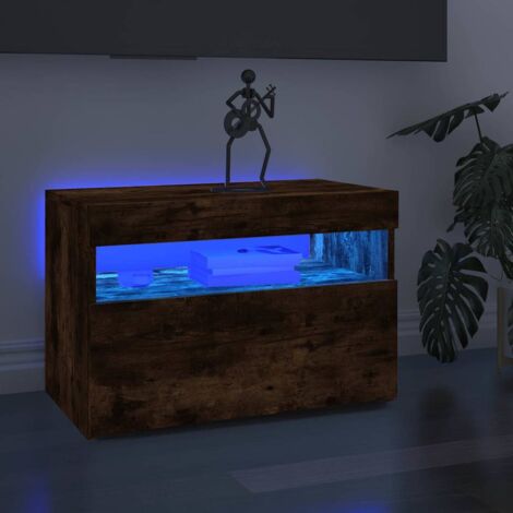 Meuble TV avec lumières LED pour Salon - Armoire TV Chêne fumé 60x35x40 cm BV996504 - BonneVie (1/5)