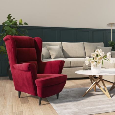 Fauteuil Fauteuil Relax - Fauteuil Salon Rouge bordeaux Velours BV950117 - BonneVie (1/5)