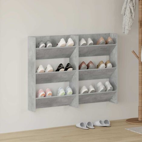 Lot de 2 Meubles à Chaussures Étagère à Chaussures - Gris béton 60x18x90 cm BV860931 - BonneVie (1/5)