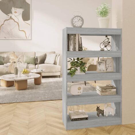 Bibliothèque/Séparateur de pièce Étagère de Rangement - pour Bureau Salon Chambre Cuisine Sonoma gris 80x30x135 cm BV752791 - BonneVie (1/5)