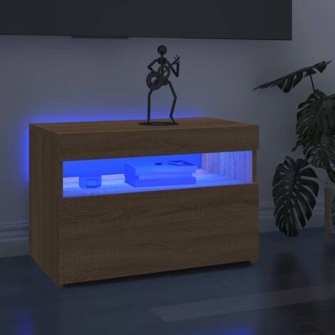 Meuble TV avec lumières LED pour Salon - Armoire TV Chêne sonoma 60x35x40 cm BV393137 - BonneVie (1/5)