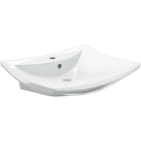 Lavabo vasque à poser Luxueux, céramique rectangulaire Bac à laver, avec trop plein OIB3236E (1/5)