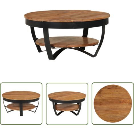 The Living Store Table basse 65x65x32 cm Bois d'acacia solide - Table Basse Industrielle - Table Basse Design - Table Basse Acacia - Table Basse Vintage - Table Basse Rustique (1/5)