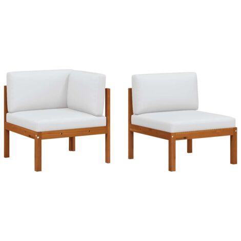 Salon de jardin 2 pcs Ensemble Table et Chaise de Jardin - avec coussins Bois d'acacia solide BV243456 - BonneVie (1/5)