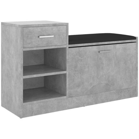 Meuble à Chaussures Étagère à Chaussures - Gris béton 94,5x31x57 cm Aggloméré BV659240 - BonneVie (1/5)